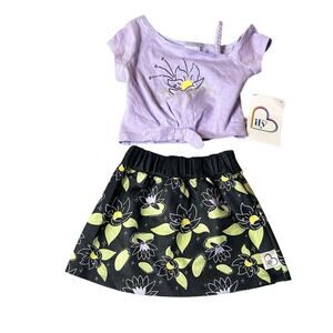 Disney Outfit Toddler Girl 2 Purple‎ Black Princess and Frog Tiana Top Skirt NEW